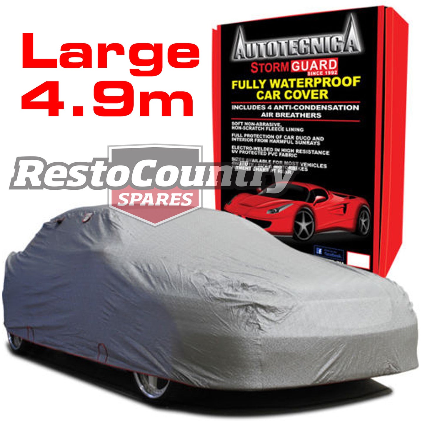Autotecnica Stormguard Car Cover Large 4.91M Fully Waterproof UV Protect 1/186 - 1-186
