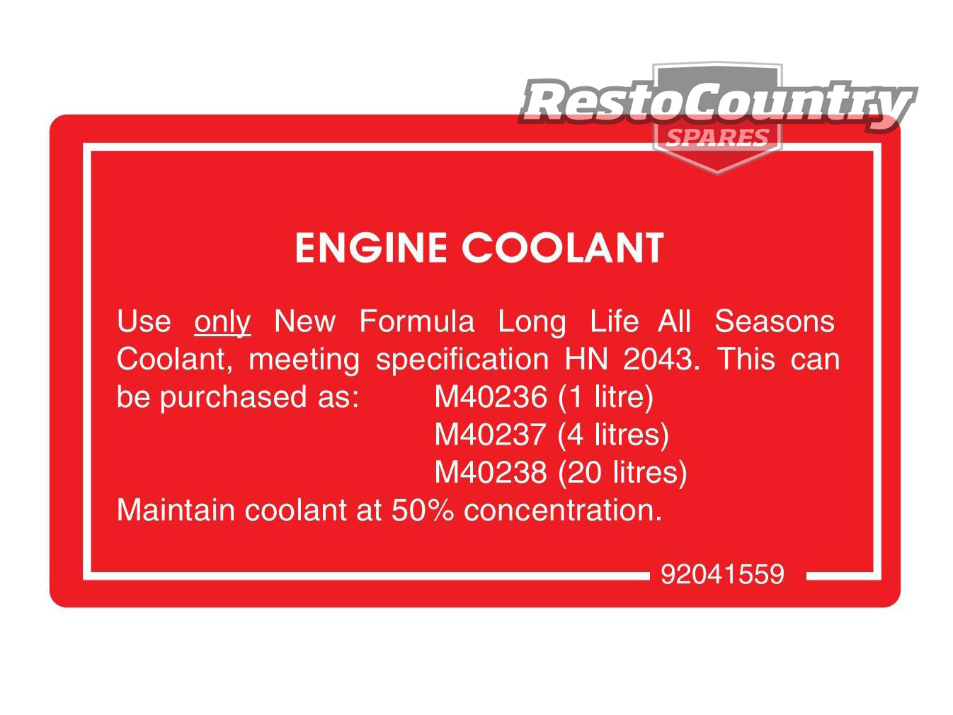 Holden Engine Coolant Info Radiator Overflow Bottle DECAL VN VG VQ VP VR VS All. - 92041559