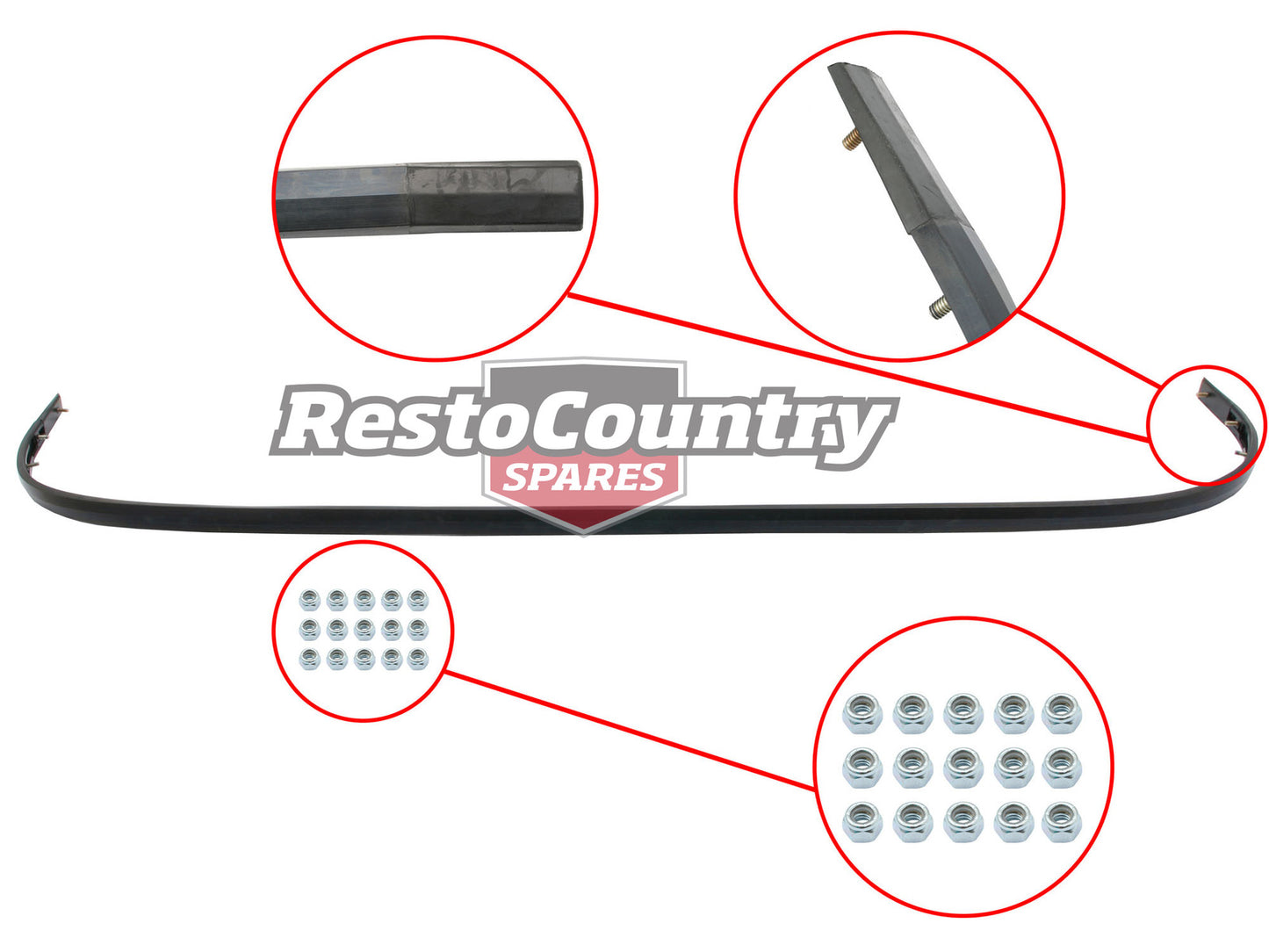 Holden Torana REAR Bumper Bar Rubber Strip + Fitting Nuts LH LX UC - 9928794
