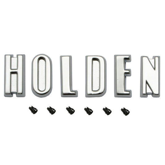 "Holden" Chrome Badge Letter Set + Clips FC Bonnet hood
