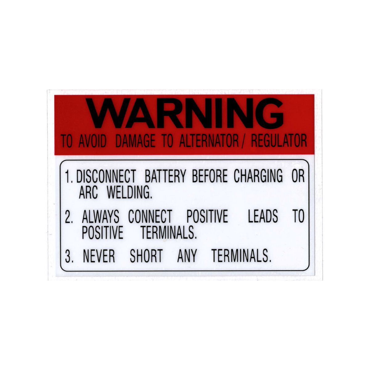 Ford Battery Warning Decal - Shocker Tower XR XT XW XY ZA ZB ZC ZD
