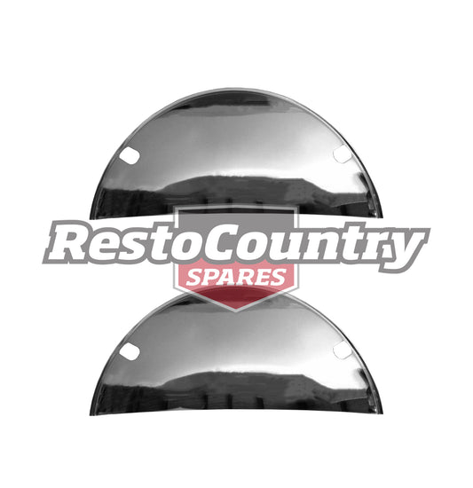 "Universal Chrome Headlight Covers Half Moon 7 1/2" PAIR Holden Ford Chev Mazda - ANT10476"