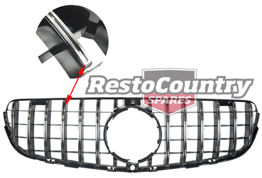 Black/Chrome GT Style Grille fit Mercedes Benz GLC 15-19 W/CAMERA HOLE X253 C253