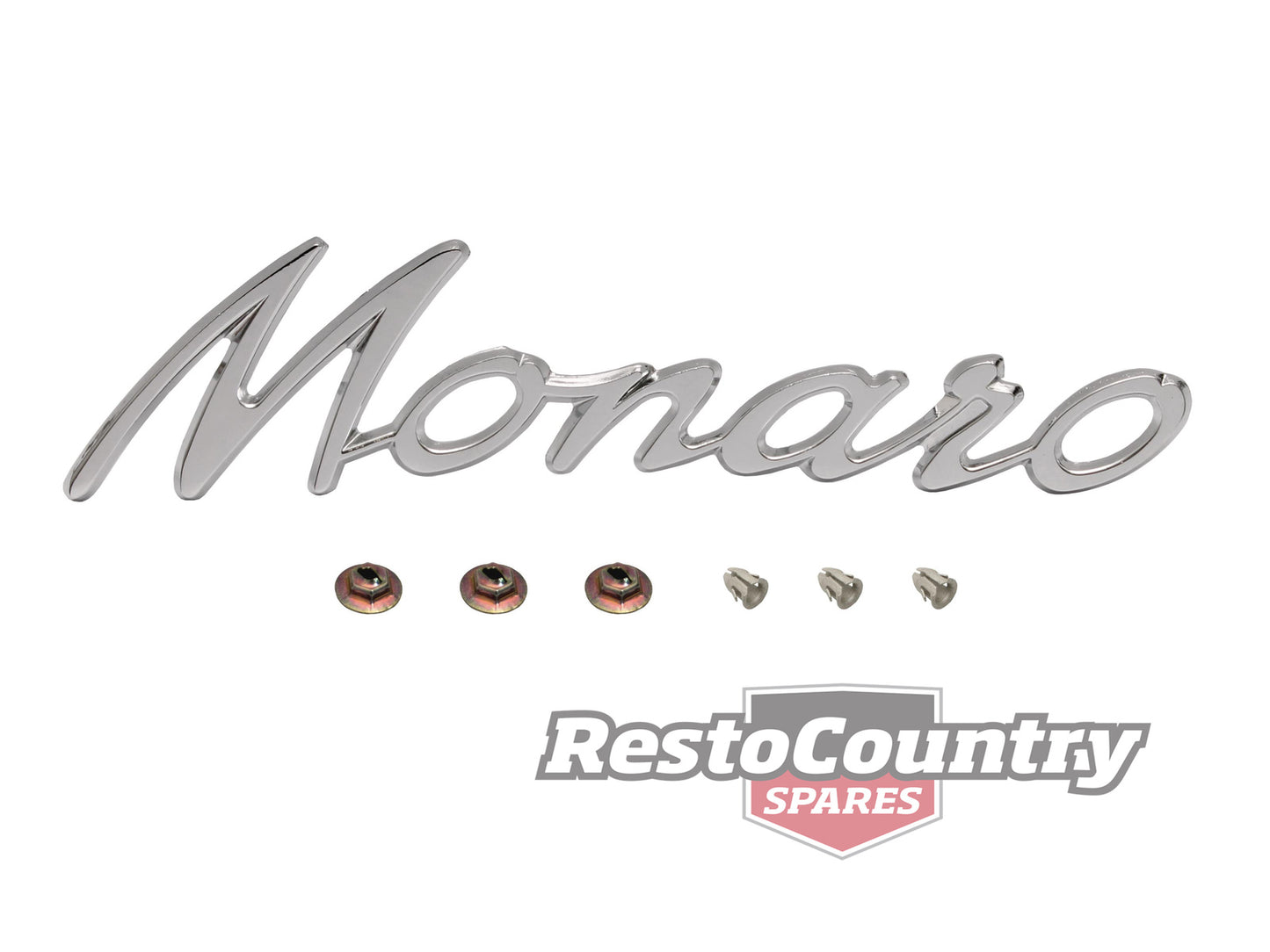 Holden - MONARO -Badge Chrome  + Clips HK HT HG gts emblem logo - B1046A