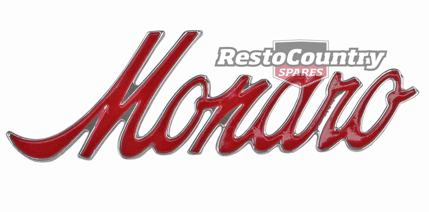 Holden -MONARO- Badge RED x1 HQ HJ HX Guard. HQ Boot emblem fender trunk - B1049