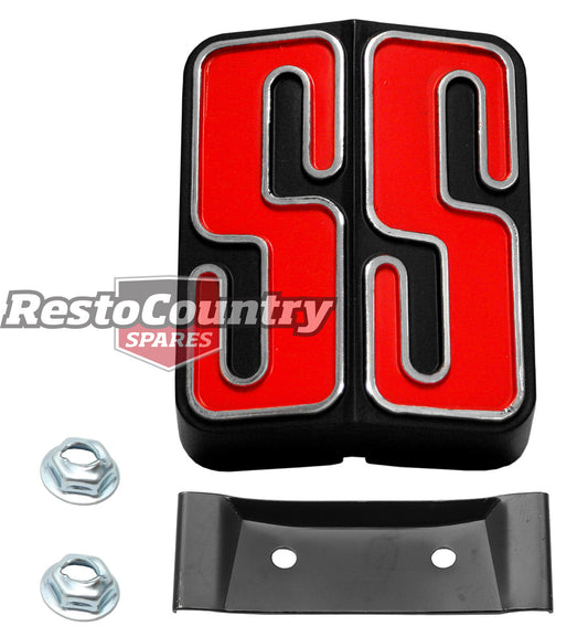 Holden Torana LX 'SS' Grille Emblem Badge + Fitting Plate red ss grill - B1054