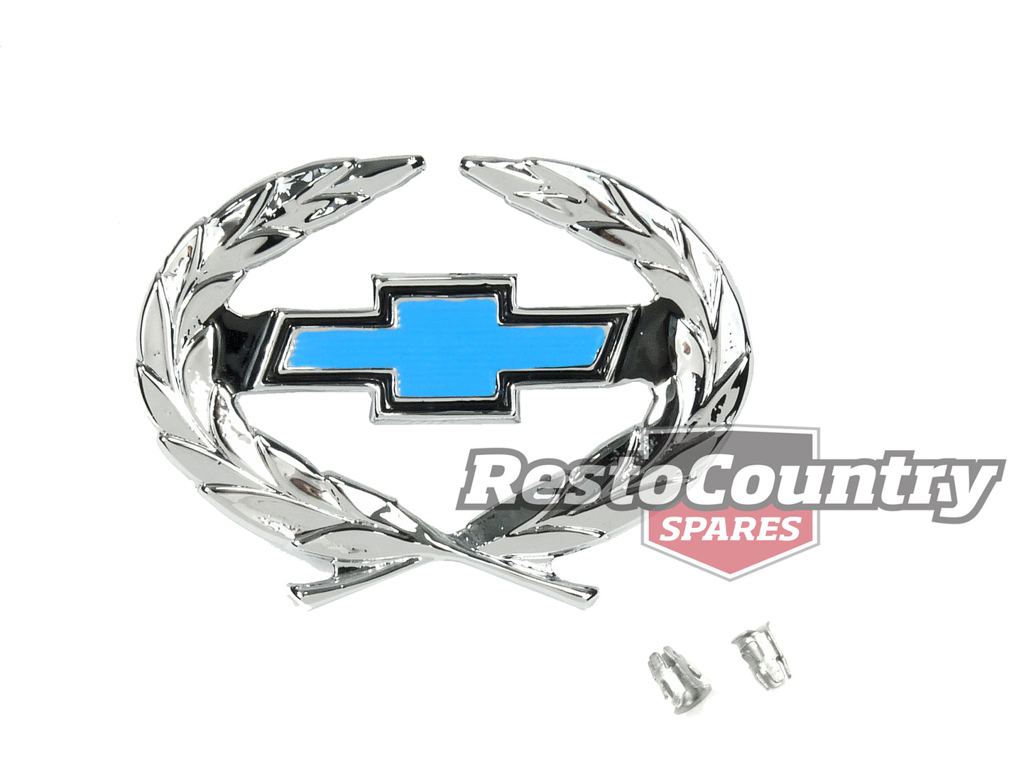 Holden Chrome Wreath Badge Blue Chev Bowtie HQ Export chevrolet emblem - B1071