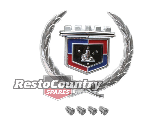 Holden HQ Die Cast Wreath + Shield Badge / Emblem Statesman Deville Front Panel - B1074