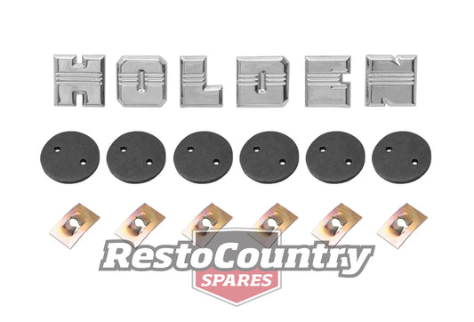 Holden FX Badge Letter Set + Clips + Seals -H O L D E N- Bonnet or Boot emblem - B1082