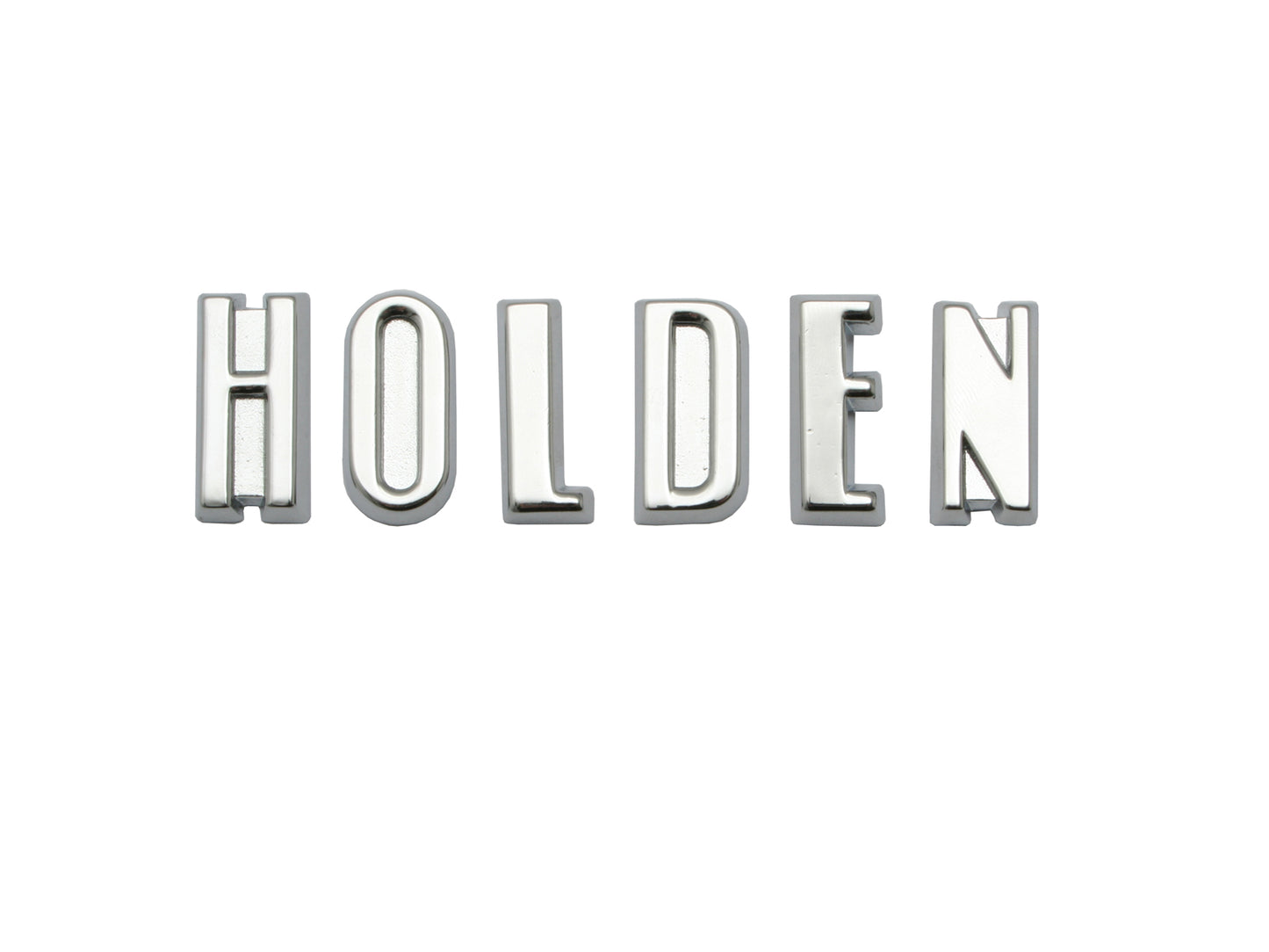 "Holden" Chrome Badge Letter Set + Clips FC Bonnet Hood - B1095