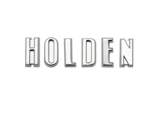 "Holden" Chrome Badge Letter Set + Clips FC Bonnet Hood - B1095