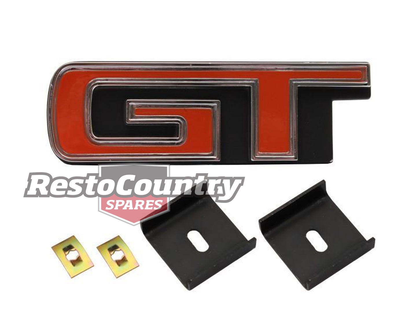 Ford XA "GT" Grille Badge + Fitting Clips Falcon Emblem - B2026