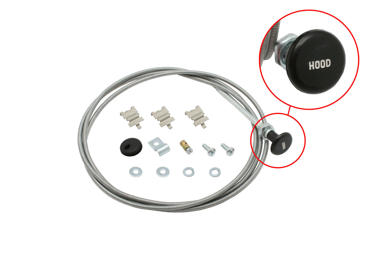 Holden Bonnet Release Cable + Grommet + Clips HQ Round Knob hood open - BC1011