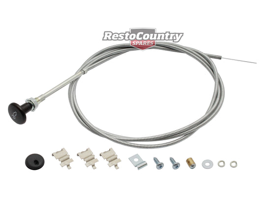 Holden Bonnet Release Cable + Fitting Kit ROUND KNOB HJ HX kingswood Monaro HQ HZ - BC1012