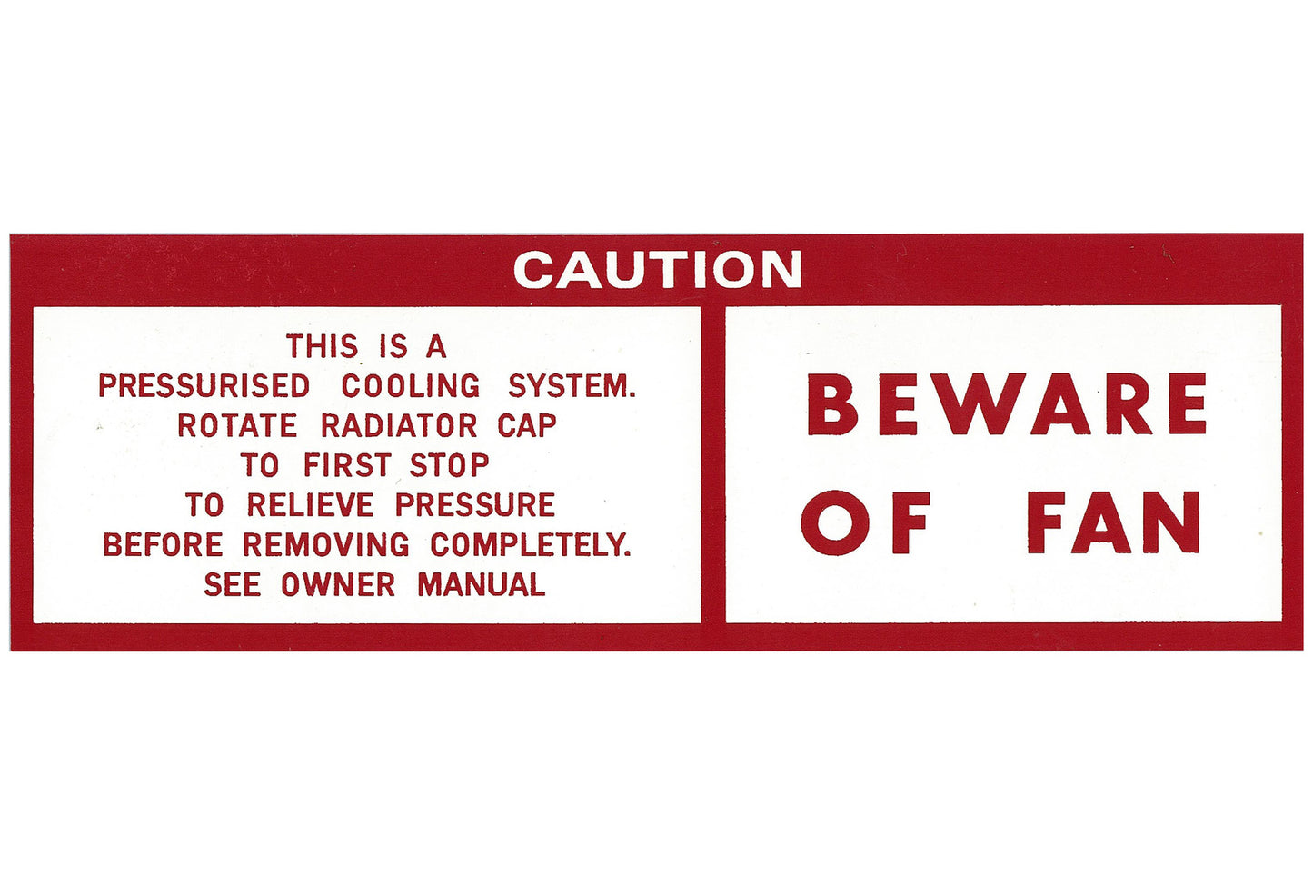 Holden Beware Of Fan Decal HQ HJ HX  caution  sticker  label  caution - BD1040