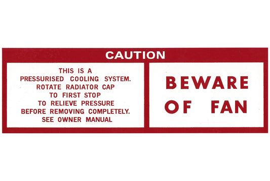 Holden Beware Of Fan Decal HQ HJ HX  caution  sticker  label  caution - BD1040
