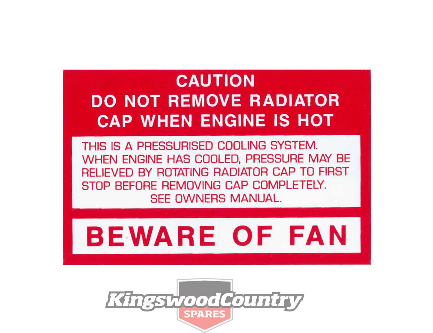 Holden BEWARE OF FAN decal HZ WB Commodore VB VC VH VK VL +Torana LX - BD1107