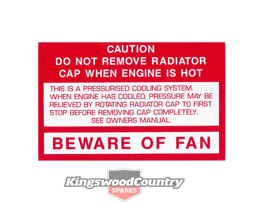 Holden BEWARE OF FAN decal HZ WB Commodore VB VC VH VK VL +Torana LX - BD1107