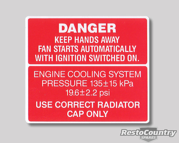 Holden Fan + Cooling System Warning Decal VN S2 VP VR VS All sticker radiator - BD1109