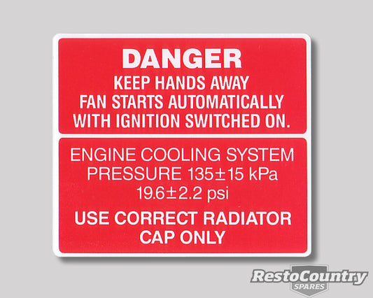 Holden Fan + Cooling System Warning Decal VN S2 VP VR VS All sticker radiator - BD1109