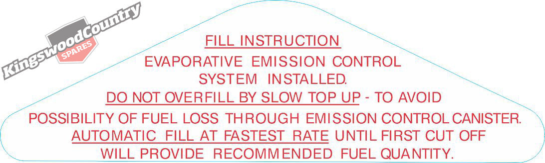 Holden Fuel Filler Door Instructions Decal HQ HJ HX HZ LH LX UC flap number plate - BD1121