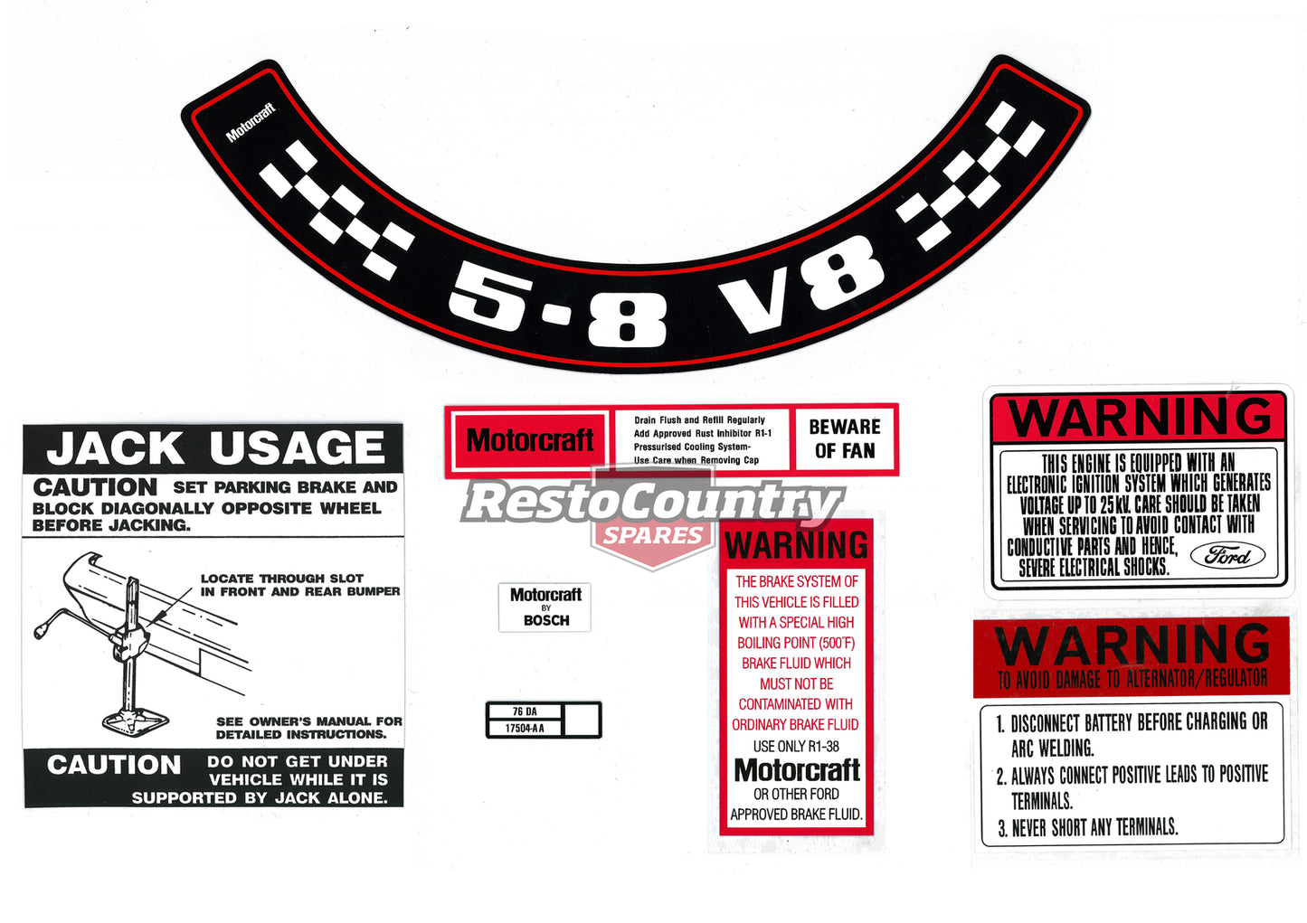Ford Decal Kit XC ZH 5.8 V8 - BD2075