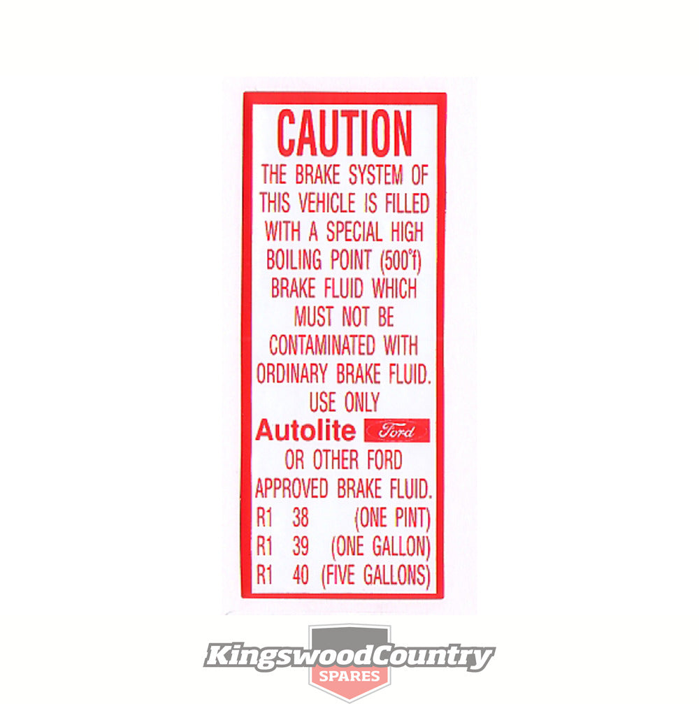 Ford Brake Fluid - AUTOLITE - decal Falcon XW XY Fairlane ZC ZD sticker - BD4226