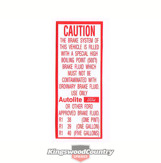 Ford Brake Fluid - AUTOLITE - decal Falcon XW XY Fairlane ZC ZD sticker - BD4226