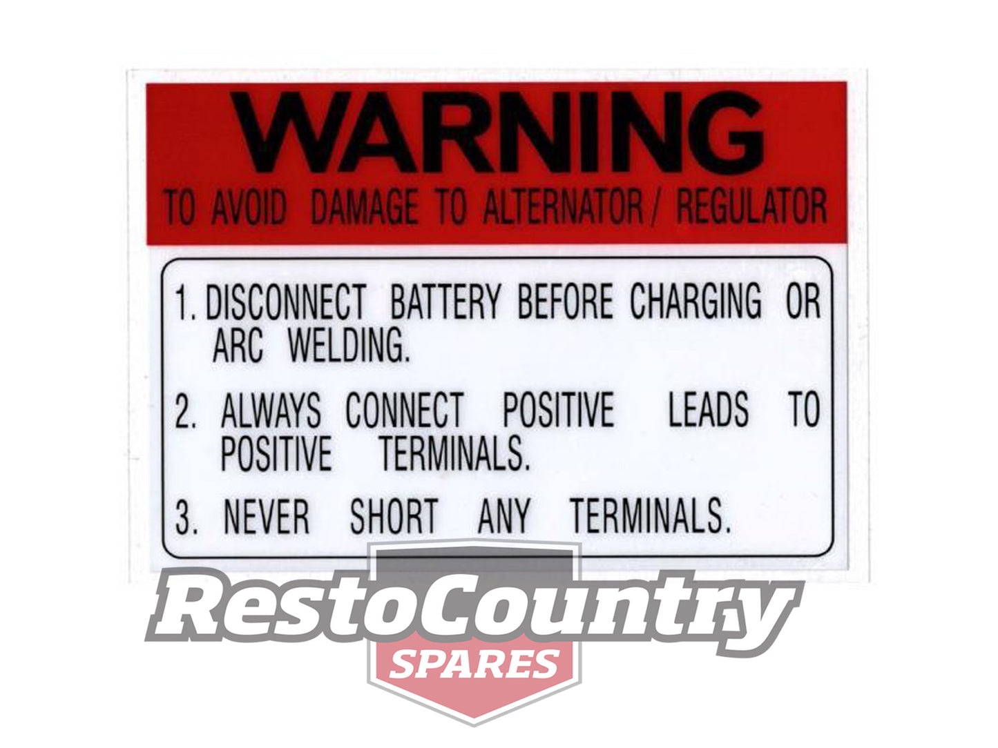 Ford Battery Warning Decal - Shocker Tower XR XT XW XY ZA ZB ZC ZD - BD4382