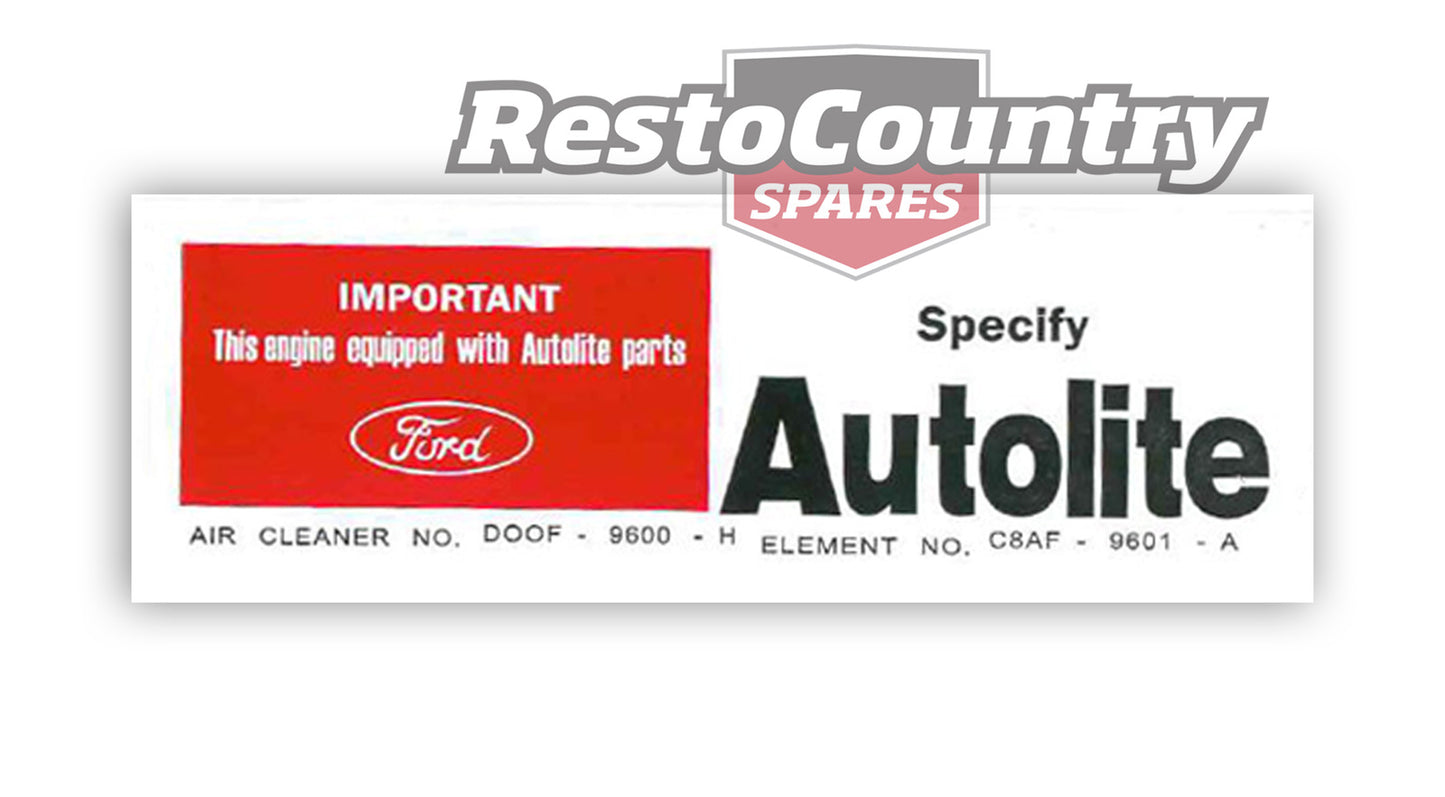 Ford Air Cleaner Shaker Decal - AUTOLITE - XY GT Falcon NEW sticker label - BD4383