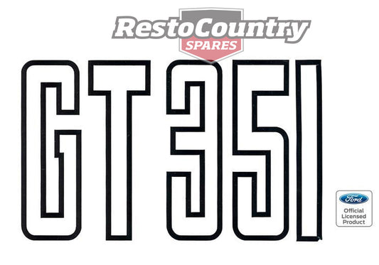Ford 'GT 351' Guard / Fender Decal BLACK XB GT sticker badge label - BD4352
