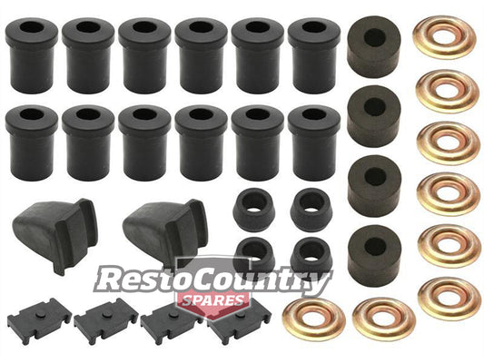 Holden Rear Suspension Rubber Bush Kit Spring Pad + Bump + Shackle FE FC All - BKR1006