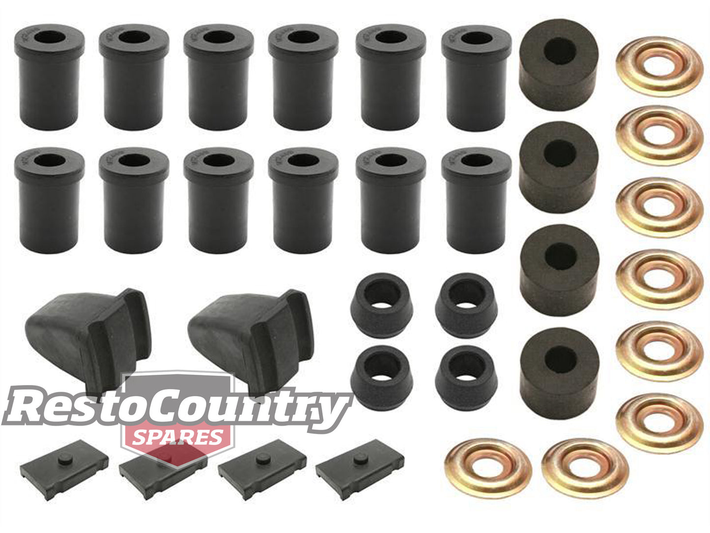 Holden Rear Suspension Rubber Bush Kit Pad + Bump + Shackle FB EK Sedan or Wagon - BKR1007