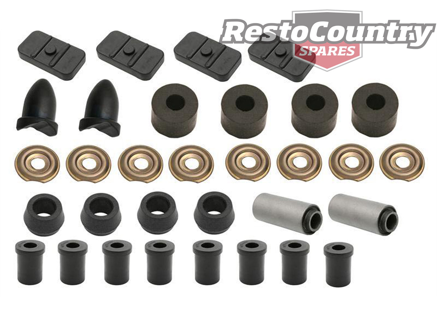 Holden Rear Suspension Rubber Bush Kit Pad + Bump + Shackle HD HR Sedan or Wagon - BKR1011