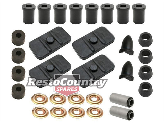 Holden Rear Suspension Rubber Bush Kit Pad + Bump + Shackle HD HR Ute or Van - BKR1012