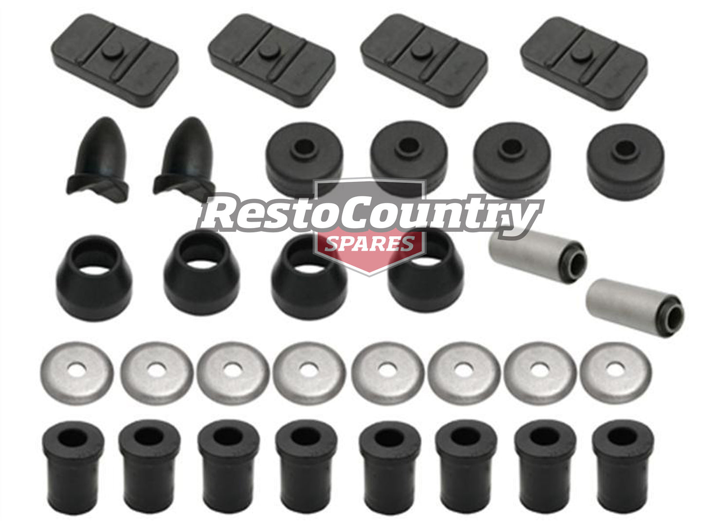 Holden Rear Suspension Rubber Bush Kit Pad +Bump +Shackle HK Sedan Wagon Monaro - BKR1013