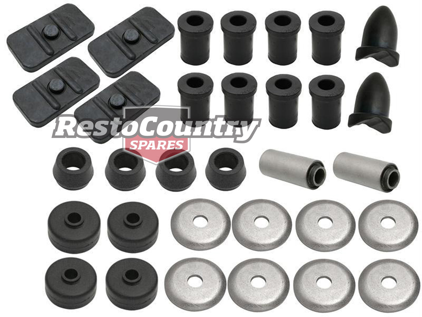 Holden Rear Suspension Rubber Bush Kit Pad + Bump + Shackle HT HG Ute / Van - BKR1016