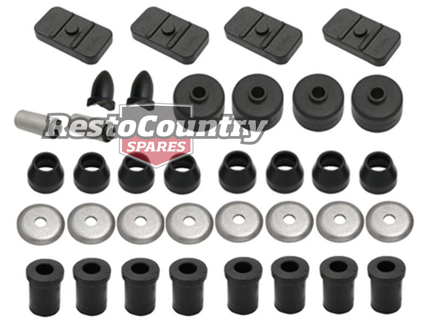 Holden Rear Suspension Rubber Bush Kit Pad + Bump + Shackle HT HG Monaro - BKR1017