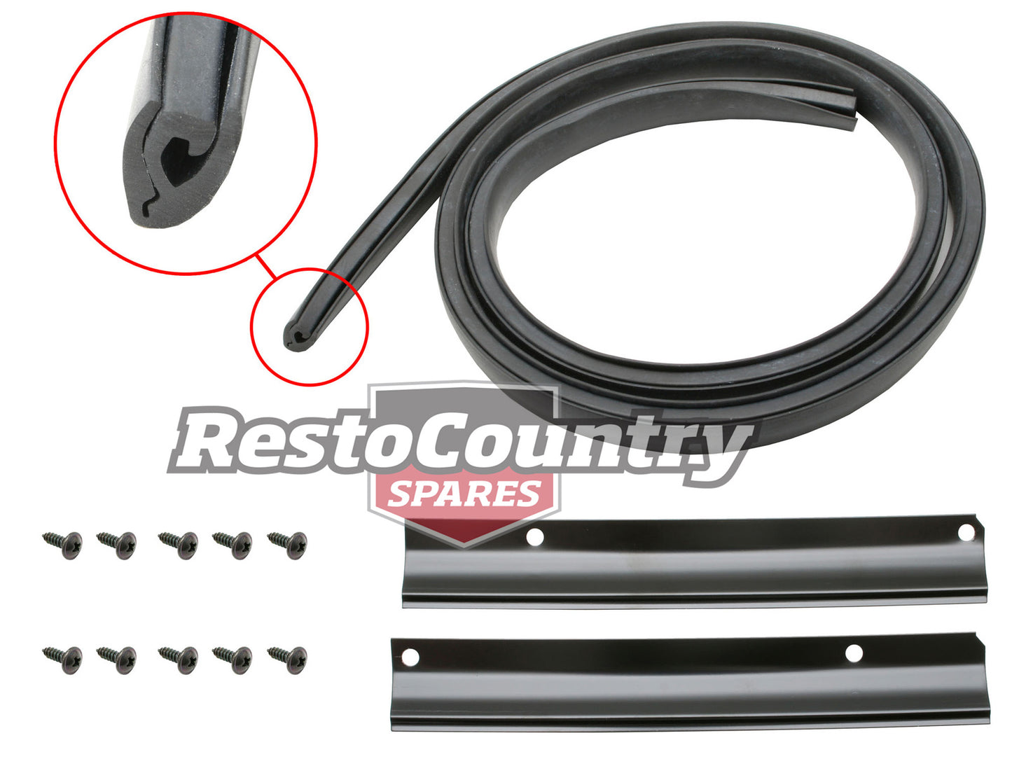 Holden Bonnet Firewall Lacing Rubber Strip + Retainer Plates +Screws HJ HX HZ WB - BL111B