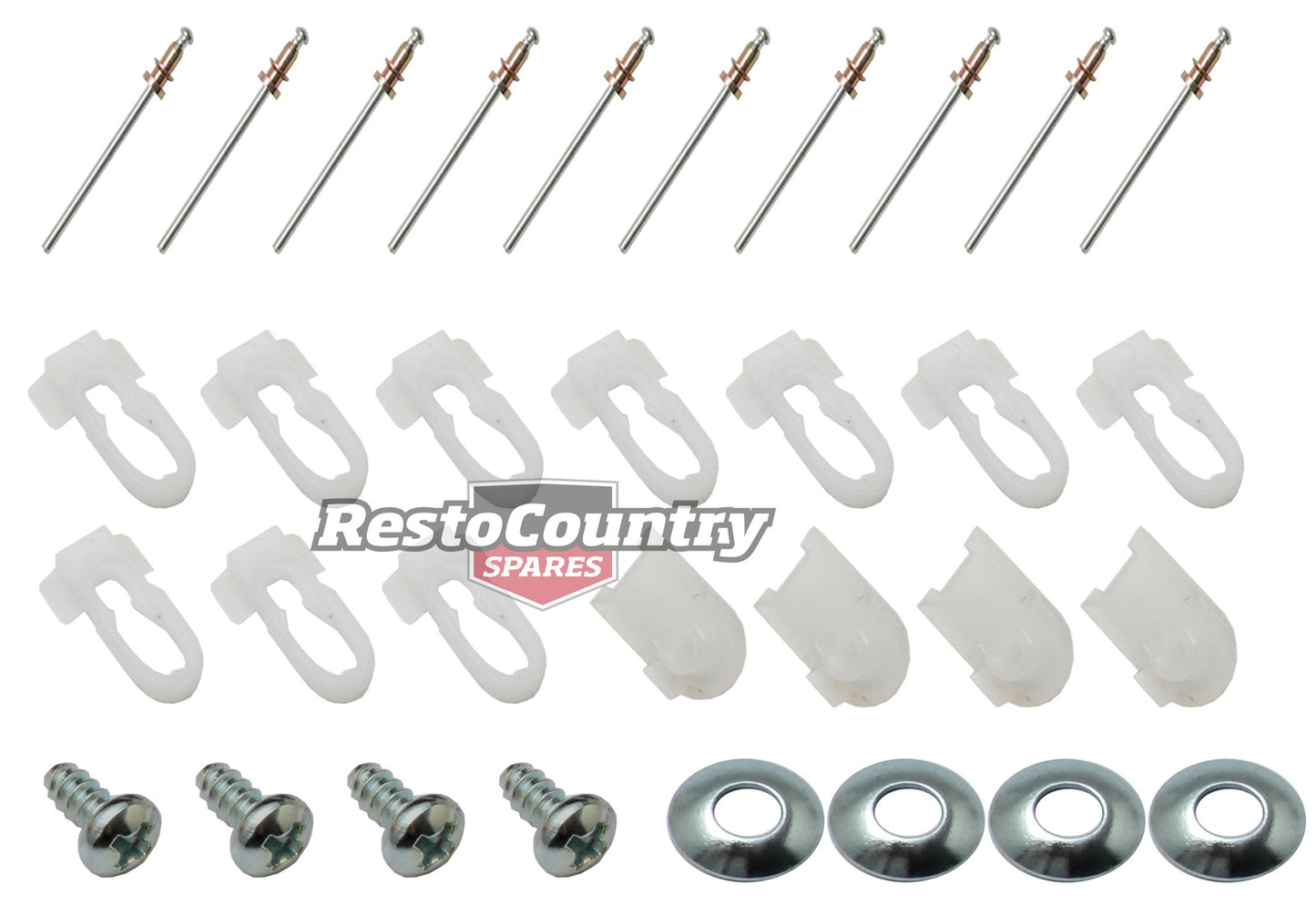 Holden Clips Door Belt Moulding Kit REAR HJ HX HZ rivet screw chrome trim - BMC1018