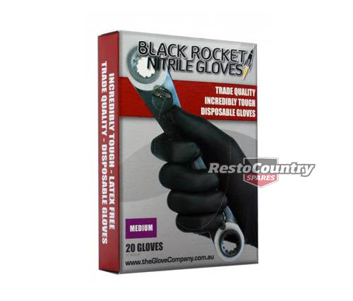 Black Rocket Nitrile Disposable Protective Gloves MEDIUM 20pk