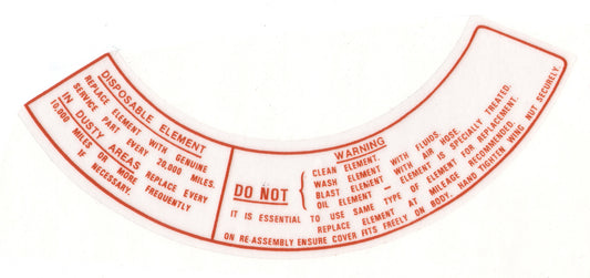 Holden Air Cleaner Decal EK (Brown W/Out Front) sticker warning  element - DAC7