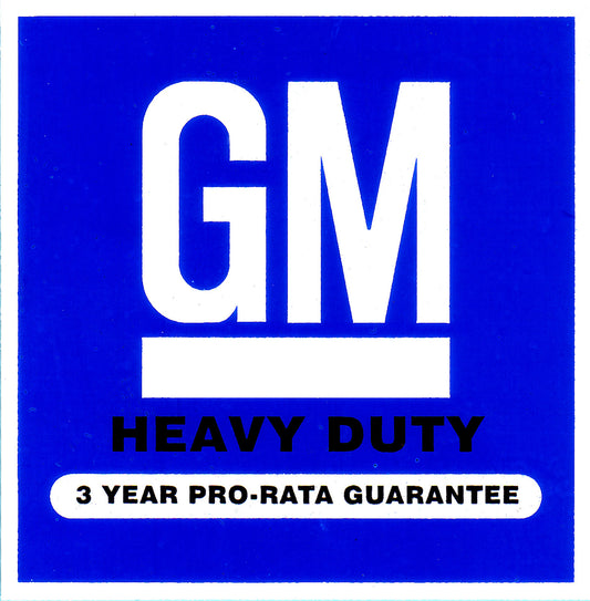 Holden Decal - GM HEAVY DUTY  - Battery HJ HX LH LX also HK HT HG HQ HZ WB - DB1000