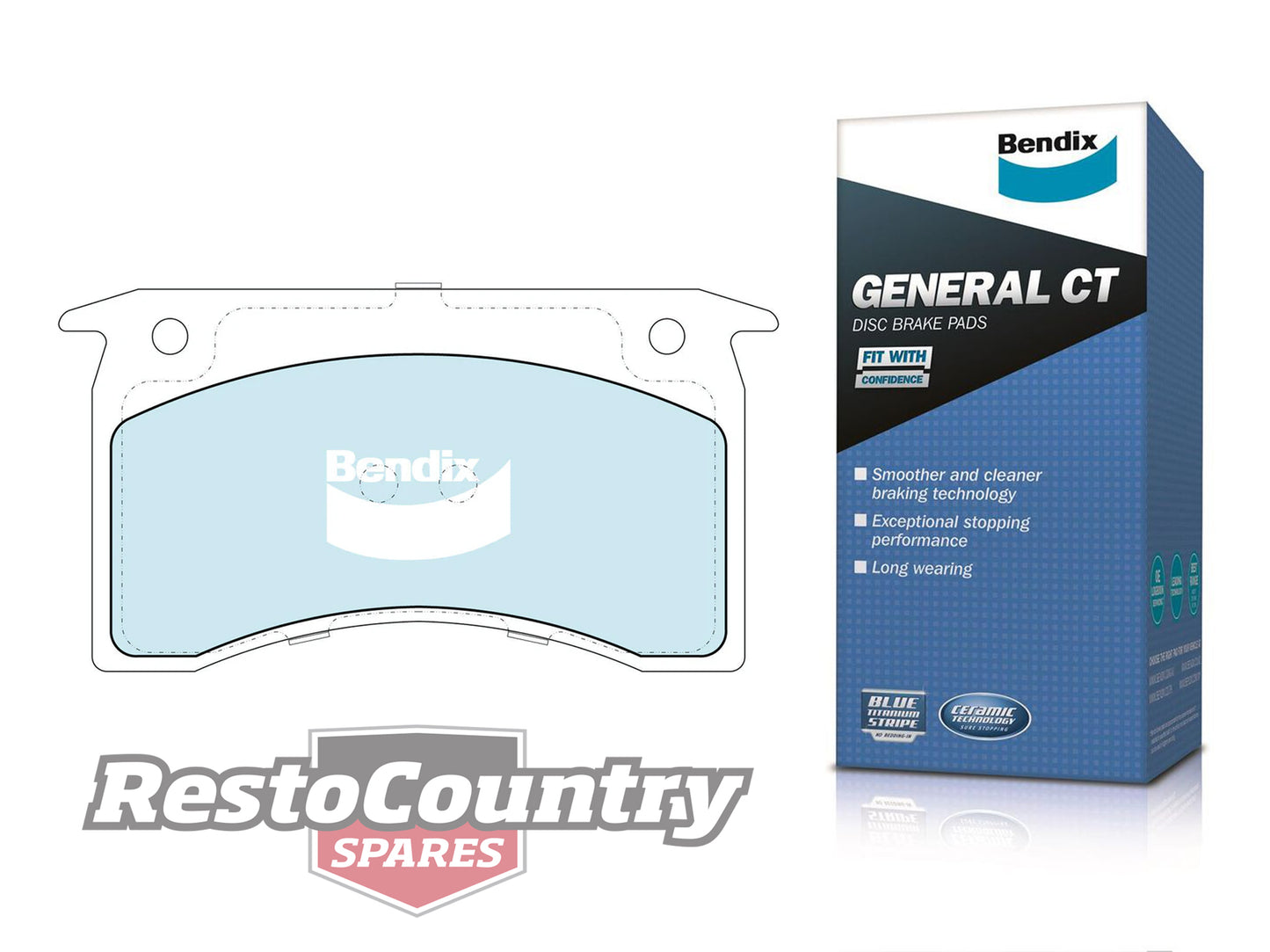 Bendix General CT Front Disc Brake Pads Holden HX HZ (PBR Alloy) pad rotor