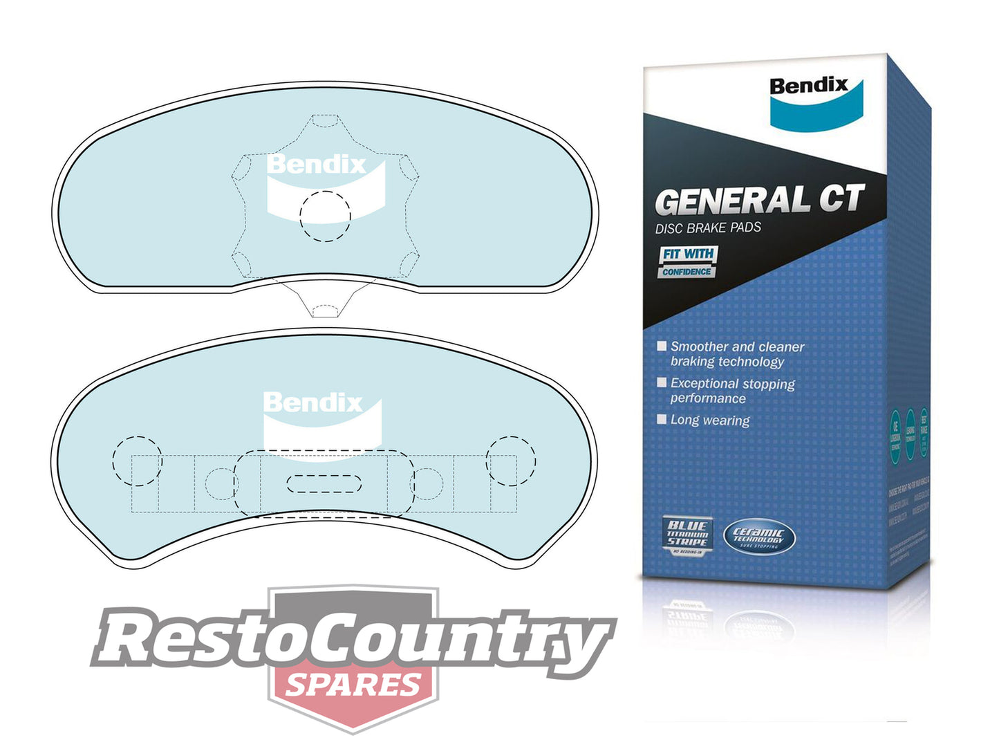 Bendix General CT Front Disc Brake Pads Holden Ford (PBR C'Iron)