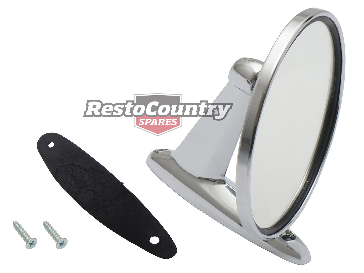Universal Chrome Door Mirror Round Head+Stalk Left or Right Ford Holden Valiant - DM1034