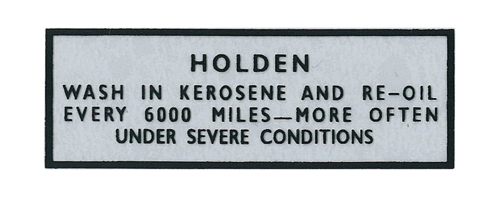 Holden Oil Cap Decal HD HR suits all models sticker label kerosene - DOC4