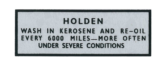 Holden Oil Cap Decal HD HR suits all models sticker label kerosene - DOC4