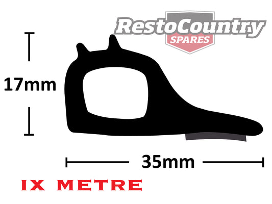 Universal Tailgate Rubber Seal Self-Adhesive 1x Metre 17 x 35mm - DS101