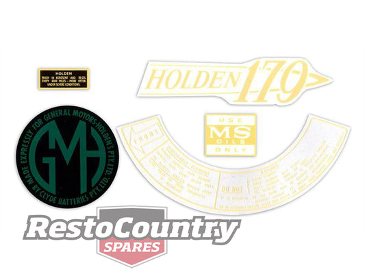 Holden Engine Bay Decal Sticker Kit EH 179 MS Oils + Air + Battery +Rocker + Cap - ED1001